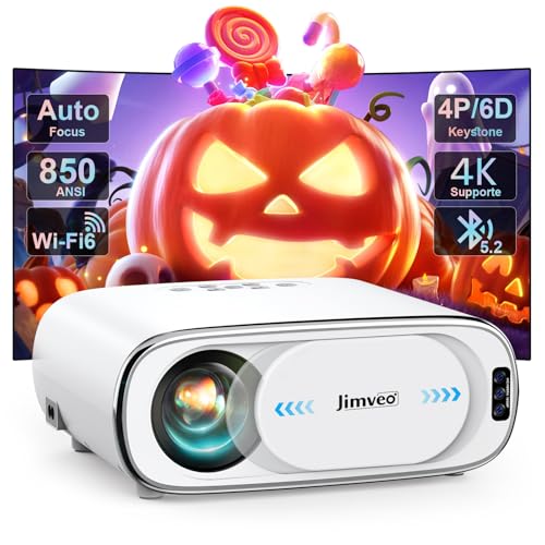 Beamer 4K【Auto-Fokus/6D Keystone/Objektivschutz】 850 ANSI/4K-Unterstützung Full HD Projektor, Jimveo WiFi6 Bluetooth 5.2 Video Beamer mit 50% Zoom für Heimkino & Outdoor Beamer 4K【Auto-Fokus/6D Keystone/Objektivschutz】 850 ANSI/4K-Unterstützung Full HD Projektor, Jimveo WiFi6 Bluetooth 5.2 Video Beamer mit 50% Zoom für Heimkino & Outdoor von Jimveo