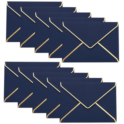 50 Stück A7 Einladung Umschläge, 5 x 7 Zoll Karte Umschläge V Klappe Umschläge mit Goldrand für Hochzeit Geschenkkarten, Einladungen, Graduierung, Baby-Dusche, Parteien (Blau) von Jinavoty