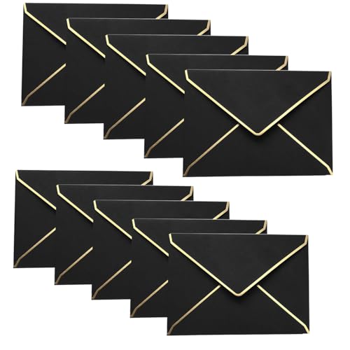 50 Stück A7 Einladung Umschläge, 5 x 7 Zoll Karte Umschläge V Klappe Umschläge mit Goldrand für Hochzeit Geschenkkarten, Einladungen, Graduierung, Baby-Dusche, Parteien (Schwarz) von Jinavoty