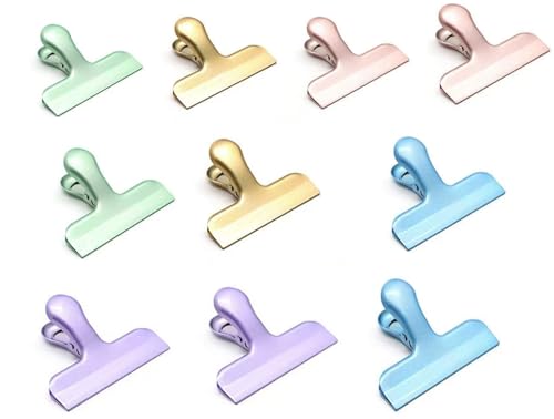 Jingleer 10 Stück Verschlussklammern, Metall Verschlussclips für Lebensmittelbeutel Tüten, Edelstahl Verschlussklemmen, Tütenclips zum Verschließen Frischhalten, Keine Scharfen Kanten (40mm) von Jingleer