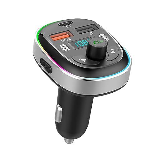 Cozlly Bluetooth 5.3 FM Transmitter,Bluetooth Auto Radio Adapter,Bluetooth FM Transmitter Auto,KFZ Bluetooth Adapter Auto Radio,mit Freisprecheinrichtung,Stärkere Dual-Mikrofone,Ringlicht von Jinlaili