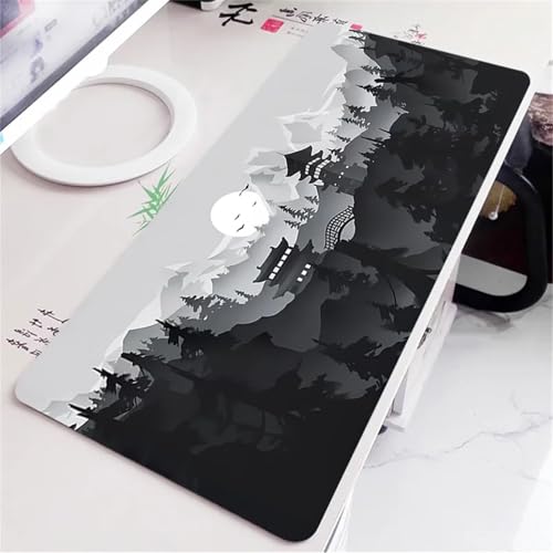 Gaming Mauspad XXL 1200x600x2mm Schwarzes Holz-Loft Mousepad Groß Schreibtischunterlage,mit Vernähte Kanten,Rutschfester Gummibasis,Verbessert Präzision und Geschwindigkeit für Gaming,Büro,Zuhause von Jinmer