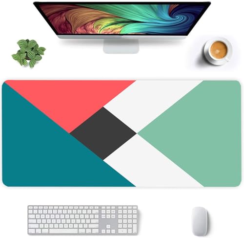 Jinmer Gaming Mauspad XXL 800x400x3mm Groß Mauspad mit Rutschfester Gummibasis,Verbessert Präzision und Geschwindigkeit Schreibtischunterlage für Laptop, PC - Blau Rot Weiß von Jinmer