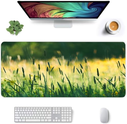 Jinmer Mauspad (1000 x 500mm) Verlängertes großes mauspad Schreibtischauflage,Grüne Pflanzen XXL Mauspads genähte Kanten mauspads,rutschfeste Gummibasis,Gaming-Mauspad von Jinmer