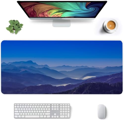 Jinmer Mauspad (1200 x 600mm) Verlängertes großes mauspad Schreibtischauflage,Blaue Landschaft XXL Mauspads genähte Kanten mauspads,rutschfeste Gummibasis,Gaming-Mauspad von Jinmer