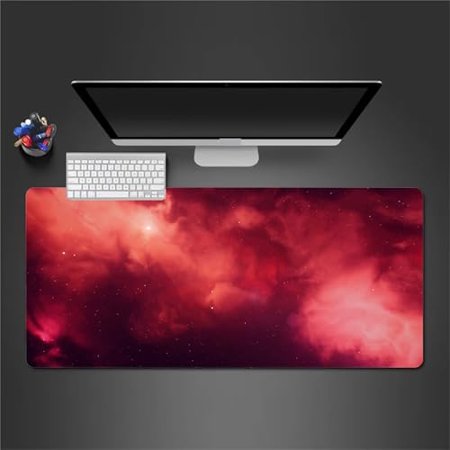 Jinmer Mauspad (1200 x 600mm) Verlängertes großes mauspad Schreibtischauflage,Rote Galaxie XXL Mauspads genähte Kanten mauspads,rutschfeste Gummibasis,Gaming-Mauspad von Jinmer