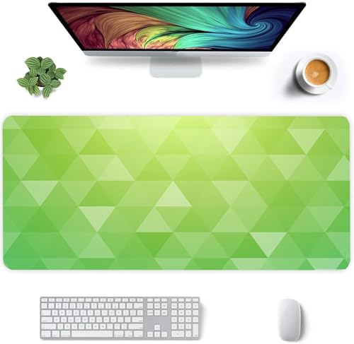 Jinmer Mauspad (600 x 300mm) Verlängertes großes mauspad Schreibtischauflage,Grüne Geometrie XXL Mauspads genähte Kanten mauspads,rutschfeste Gummibasis,Gaming-Mauspad von Jinmer