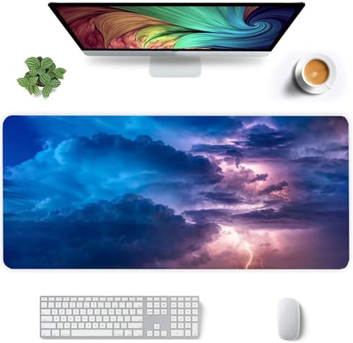 Jinmer Mauspad (600 x 400mm) Verlängertes großes mauspad Schreibtischauflage,Blaue Wolken XXL Mauspads genähte Kanten mauspads,rutschfeste Gummibasis,Gaming-Mauspad von Jinmer