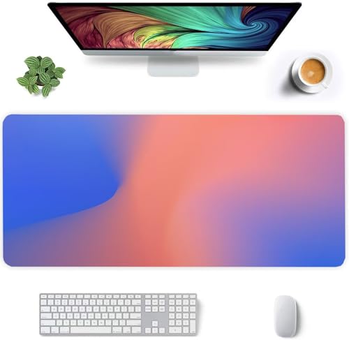 Jinmer Mauspad (700 x 300mm) Verlängertes großes mauspad Schreibtischauflage,Blau Rosa XXL Mauspads genähte Kanten mauspads,rutschfeste Gummibasis,Gaming-Mauspad von Jinmer