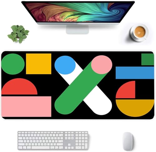 Jinmer Mauspad (700 x 300mm) Verlängertes großes mauspad Schreibtischauflage,Bunte Symbole XXL Mauspads genähte Kanten mauspads,rutschfeste Gummibasis,Gaming-Mauspad von Jinmer