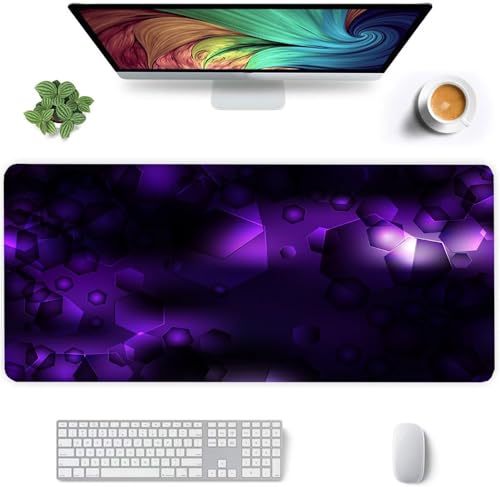 Jinmer Mauspad (700 x 400mm) Verlängertes großes mauspad Schreibtischauflage,Lila Geometrie XXL Mauspads genähte Kanten mauspads,rutschfeste Gummibasis,Gaming-Mauspad von Jinmer