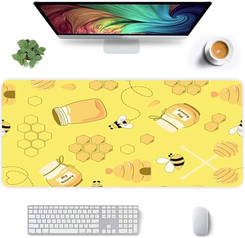 Mauspad Gelbe Wabe,Mauspad XXL 700 x 300 x 3mm Gaming Mousepad, Vernähte Kanten Mousepad,mit Anti-Rutsch für PC, Laptop Mauspad Gelbe Wabe,Mauspad XXL 700 x 300 x 3mm Gaming Mousepad, Vernähte Kanten Mousepad,mit Anti-Rutsch für PC, Laptop von Jinmer