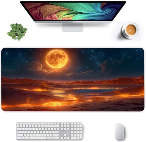 Mauspad Mondscheinlandschaft,Mauspad XXL 1200 x 600 x 2mm Gaming Mousepad, Vernähte Kanten Mousepad,mit Anti-Rutsch für PC, Laptop Mauspad Mondscheinlandschaft,Mauspad XXL 1200 x 600 x 2mm Gaming Mousepad, Vernähte Kanten Mousepad,mit Anti-Rutsch für PC, Laptop von Jinmer