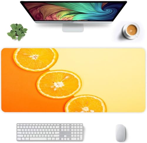 Mauspad Orange Früchte,Mauspad XXL 600 x 300 x 2mm Gaming Mousepad, Vernähte Kanten Mousepad,mit Anti-Rutsch für PC, Laptop Mauspad Orange Früchte,Mauspad XXL 600 x 300 x 2mm Gaming Mousepad, Vernähte Kanten Mousepad,mit Anti-Rutsch für PC, Laptop von Jinmer