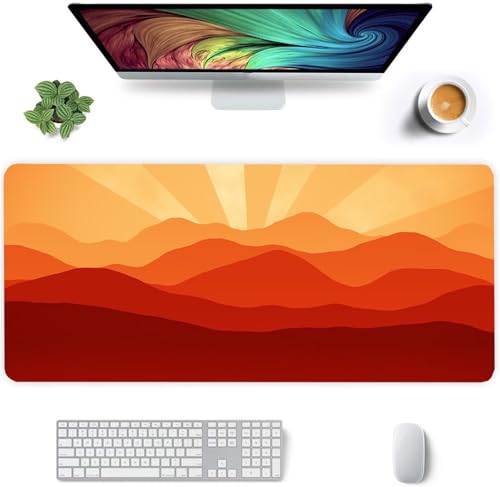 Mauspad Orange Landschaft,Mauspad XXL 800 x 300 x 3mm Gaming Mousepad, Vernähte Kanten Mousepad,mit Anti-Rutsch für PC, Laptop Mauspad Orange Landschaft,Mauspad XXL 800 x 300 x 3mm Gaming Mousepad, Vernähte Kanten Mousepad,mit Anti-Rutsch für PC, Laptop von Jinmer
