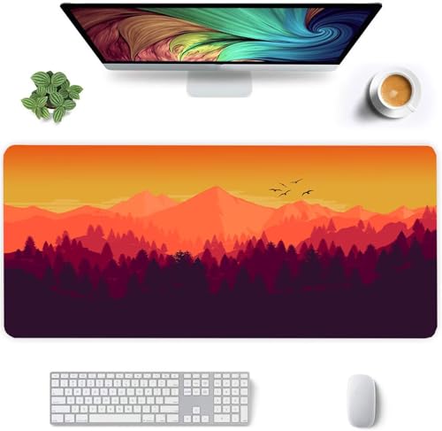 Mauspad Orange Mountain Landschaft,Mauspad XXL 800 x 300 x 2mm Gaming Mousepad, Vernähte Kanten Mousepad,mit Anti-Rutsch für PC, Laptop Mauspad Orange Mountain Landschaft,Mauspad XXL 800 x 300 x 2mm Gaming Mousepad, Vernähte Kanten Mousepad,mit Anti-Rutsch für PC, Laptop von Jinmer