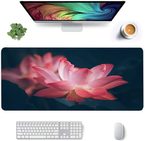 Mauspad Rosa Lotusblume,Mauspad XXL 600 x 300 x 3mm Gaming Mousepad, Vernähte Kanten Mousepad,mit Anti-Rutsch für PC, Laptop Mauspad Rosa Lotusblume,Mauspad XXL 600 x 300 x 3mm Gaming Mousepad, Vernähte Kanten Mousepad,mit Anti-Rutsch für PC, Laptop von Jinmer