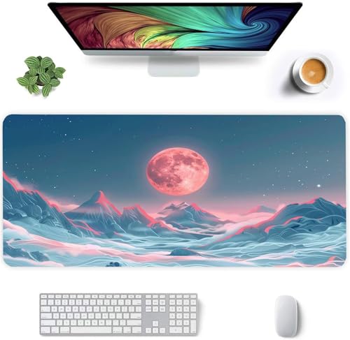 Mauspad Rosa Mondlandschaft,Mauspad XXL 600 x 400 x 3mm Gaming Mousepad, Vernähte Kanten Mousepad,mit Anti-Rutsch für PC, Laptop Mauspad Rosa Mondlandschaft,Mauspad XXL 600 x 400 x 3mm Gaming Mousepad, Vernähte Kanten Mousepad,mit Anti-Rutsch für PC, Laptop von Jinmer