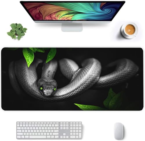 Mauspad Schwarze Schlange,Mauspad XXL 900 x 400 x 2mm Gaming Mousepad, Vernähte Kanten Mousepad,mit Anti-Rutsch für PC, Laptop Mauspad Schwarze Schlange,Mauspad XXL 900 x 400 x 2mm Gaming Mousepad, Vernähte Kanten Mousepad,mit Anti-Rutsch für PC, Laptop von Jinmer