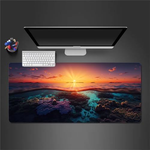 Mauspad Sonnenuntergang Ozean,Mauspad XXL 1000 x 500 x 2mm Gaming Mousepad, Vernähte Kanten Mousepad,mit Anti-Rutsch für PC, Laptop Mauspad Sonnenuntergang Ozean,Mauspad XXL 1000 x 500 x 2mm Gaming Mousepad, Vernähte Kanten Mousepad,mit Anti-Rutsch für PC, Laptop von Jinmer