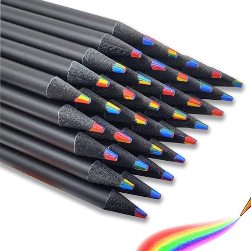Jinpojun Regenbogenstifte [12 Stück], Buntstifte, Zeichnung Bleistift Set für Erwachsene und Kinder, Farbstifte für Kunst, Zeichnen, Färben, Skizzieren von Jinpojun