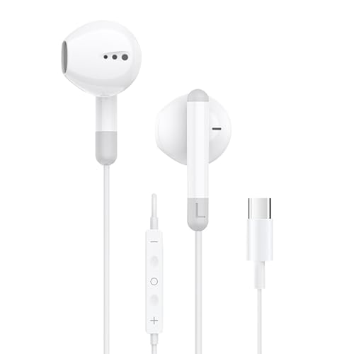 Jinpojun USB C Kopfhörer für Samsung Galaxy S Series, in Ear Kabel Kopfhörer, HiFi Stereo Type C Kopfhörer mit Mikrofon für Huawei, One Plus, Google, Mi von Jinpojun