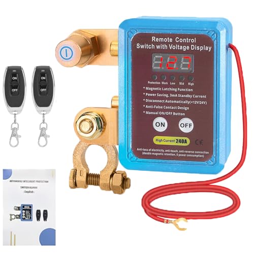 Batterie Trennschalter 12V, 240A Drahtlose Ferngesteuerter Auto Trennschalter mit LED Digital Voltmeter Display, Batterie Intelligenter Ausschaltschalter Switch Anti-Diebstahl, Abschaltung Schalter von JinsenTGG