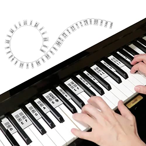 Piano Notes Guide for Beginner, Removable Piano Keyboard Stickers Note Labels for Learning, Reusable Silicone 88-key Keyboard Note Stickers for Beginners Kids Adults (Black and White Labels) von JinsenTGG