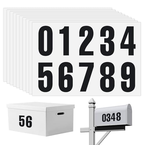 100 Stück Zahlen Aufkleber, Wetterfest Klebezahlen Schwarz, 10 cm Mailbox Nummern Aufkleber, Reflektieren Schwarze Zahlen, Vinyl Sticker Zahlen 0-9, Selbstklebende Zahlen für Mülltonnen, Hausnummern von Jinsion
