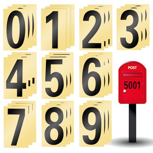 30 Stück Klebezahlen Wetterfest, 10 cm Zahlen Aufkleber Groß, 0–9 Hausnummer Klebend, Reflektierende Vinyl Aufkleber Zahlen, Hausnummer zum Aufkleben, Schwarz Klebezahlen für Briefkasten Mülltonnen von Jinsion