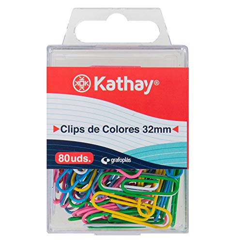 Kathay 86400599 Büroklammern, verschiedene Farben, 32 mm, vernickelt, laminiert, 80 Stück von Jiobbo