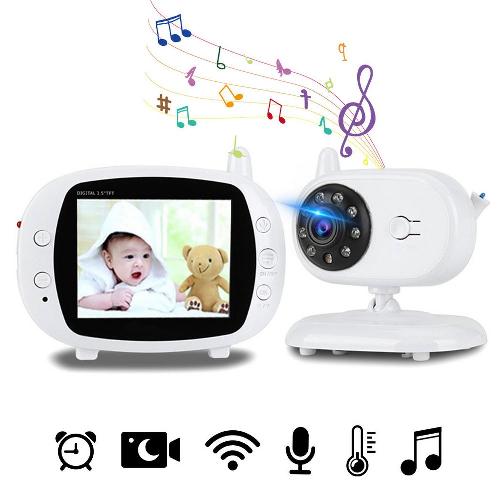 Jioson Babyphone Babyphone Babymonitor mit Kamera 2.4G 30W HD Pixel, Bidirektionale Gegensprechanlage und Nachtsichtfunktion, 1-tlg., 1-ST, Fernüberwachung und Zwei-Wege-Audio von Jioson