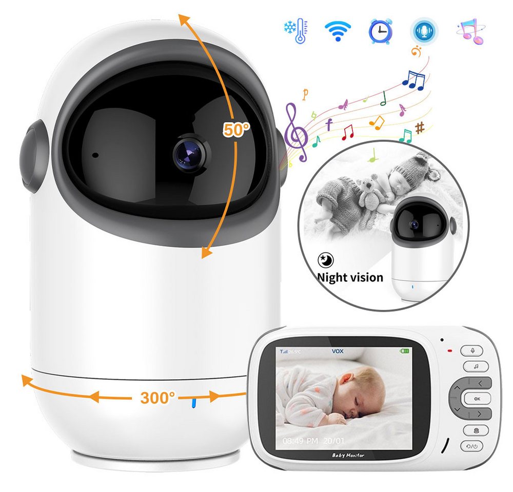 Jioson Babyphone Babyphone mit Kamera Sprachdialog HD-Nachtsicht, Übertragungsdistanz: etwa 250M, 1-tlg., 1-ST, Fernüberwachung und Zwei-Wege-Audio von Jioson