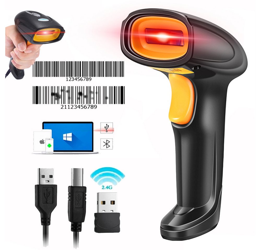 Jioson Wireless Barcode Scanner, Kabellos, Bluetooth 5.0 Handscanner Handscanner von Jioson
