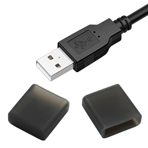 Jiozermi 20 Stück Silikon-USB-Kappen-Port-Abdeckung, Anti-Staubkappe, schützender Anti-Staubschutz für USB-Typ-A-Stecker (transparentes Schwarz) von Jiozermi