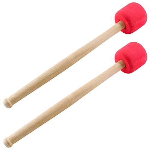 Jiozermi Schlagzeugschlägel 32,8 cm Länge, Hartschaumgummi, rutschfeste Bass-Percussion-Sticks, Instrumentenband-Zubehörteil für Schlagzeug, Snaredrums, Rot, 2 Stück von Jiozermi