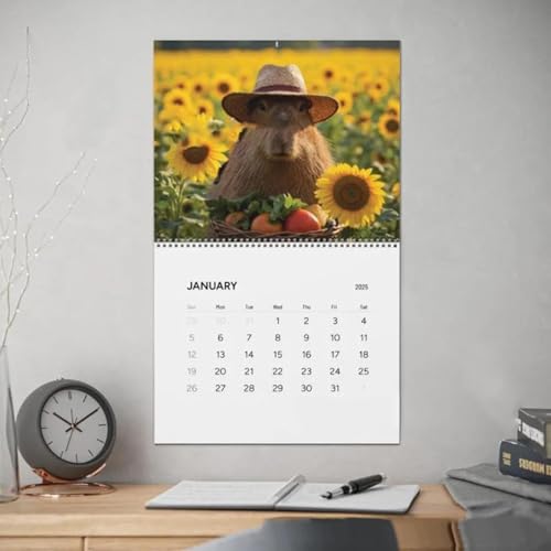 2025 Wasserschwein Themen Kalender Farbenfrohe Cartoon Design, Funny Capybara Wall Calendar 12 Month Calendar Planner For Organizing & Planning von Jipersuo