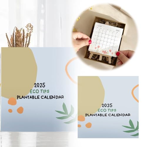 Kalender 2025, perfekter moderner grüner Kalender, Planer mit wachsendem Wachstum für Planung und Organisation, 2025-Kalender, Heimdekoration (Beige, 10 x 9 cm) von Jipersuo