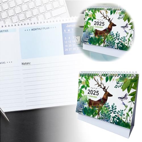 Kalender 2025, vertikaler Monatskalender, Flip-Kalender von Januar 2025 bis Dezember 2025, Neujahr unregelmäßig und Geschenk für Zuhause/Tischkalender (grün, 22,8 x 18,5 cm) von Jipersuo