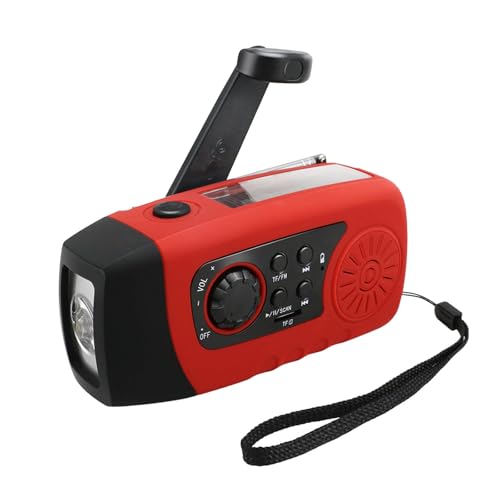 Manuelles Solar-Radio für Notfälle, 3 Lademethoden, 2000 mAh für Camping im Freien, mit LED-Taschenlampe und USB zum Aufladen des Telefons, Radioempfang AM/FM/WB von Jipersuo