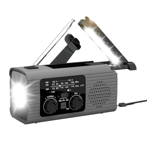 Notfall-Solarradio mit Kurbel, Stereoradio mit Aufladung, wasserdicht, mit LED-Taschenlampe und USB zum Aufladen des Telefons, Signalempfang AM/FM/WB (A) von Jipersuo