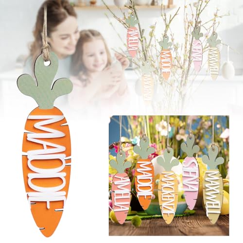 Oster-Namensschilder, individuelle Namen, Karotten-Dekorationen, Ideen, Füllmaterial für Kleinkinder, Kinder, Teenager, Mädchen, Jungen, Baby, Osteranhänger aus Holz für Taschen, Etikettenkarte Oster-Namensschilder, individuelle Namen, Karotten-Dekorationen, Ideen, Füllmaterial für Kleinkinder, Kinder, Teenager, Mädchen, Jungen, Baby, Osteranhänger aus Holz für Taschen, Etikettenkarte von Jipersuo