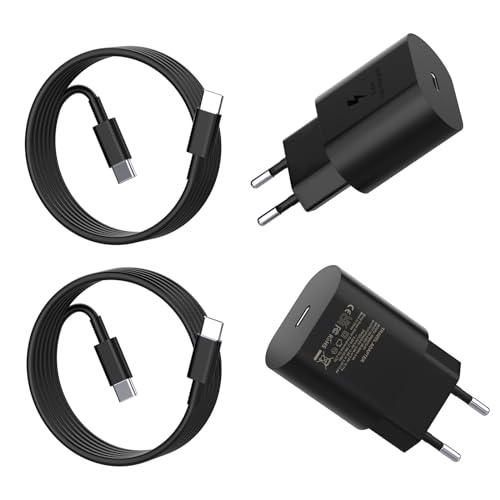 2er-Pack 25W USB C Schnellladegerät Ladekabel für Samsung Galaxy S23 Ultra S23+ S23 S22 S21 S20 S10 Z Fold 3 Note20 A90 A80 A72 A70 A54 A53 A52 A51 Type C Schnellladekabel Ladegerät Handy Netzteil 2M von Jippofu