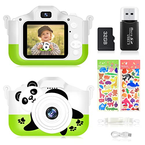 Jirmerp Kinderkamera, Selfie Digitalkamera Kinder mit 32GB SD-Karte mit Aufkleber für Fotoalben selber Machen für Kindergeburtstagsgeschenk Weihnachtsgeschen von Jirmerp