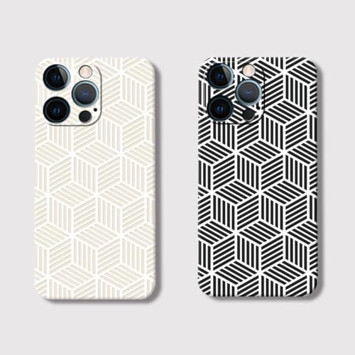 JiuWang [2er Pack] Hülle für iPhone 11 Pro Max - 3D geometrischem Muster mit fühlbarer Struktur, Weiche TPU Handyhülle Stoßfeste, Minimalistisches Design (Schwarz & Weiß) von JiuWang