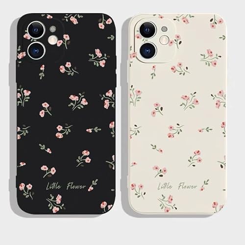 JiuWang 2er Pack Handyhülle iPhone 11 mit Blumenmuster – Stoßfeste Weiche TPU Hülle, Romantisches Zierblumen Design (1x Schwarz + 1x Weiß) von JiuWang