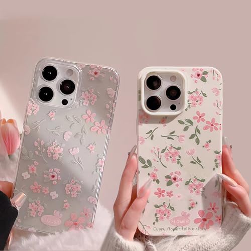JiuWang [2er Pack] Handyhülle iPhone 11 mit Blumenmuster – Stoßfeste Weiche TPU Hülle, Süßes Romantisches Design für Damen (Weiß + Transparent) von JiuWang