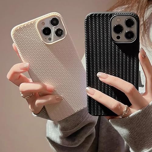 JiuWang 2er Pack Hülle für iPhone 15 Pro Max mit Geflecht-Textur | TPU Weich Stoßfest | Minimalistisches Design (Schwarz + Weiß) von JiuWang