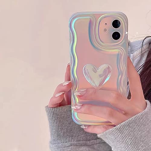JiuWang Handyhülle für iPhone 12 Pro, Rosa Laser mit Farbwechsel-Effekt, 3D-Herz & Wellenrand, Stoßfestes IMD PC Material, Süßes Design für Frauen JiuWang Handyhülle für iPhone 12 Pro, Rosa Laser mit Farbwechsel-Effekt, 3D-Herz & Wellenrand, Stoßfestes IMD PC Material, Süßes Design für Frauen von JiuWang