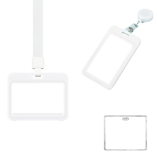3 Pack kartenhalter mit band ausziehbar stahlseil clear ausweis- kartenhüllen for ID clip, credit cards badge holder(White) von Jiujiutu